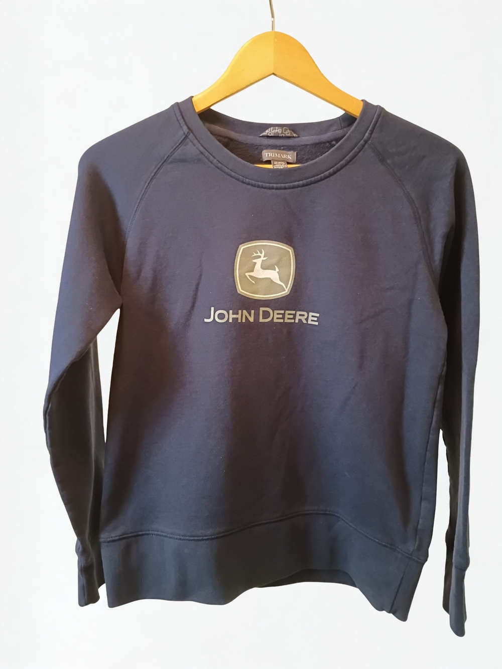 John Deere Sweater Women's Small Blue Heavyweight Pullover Fleece Crew Neck